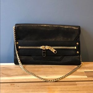 Milly Black Leather Bag with Goldtone Hardware